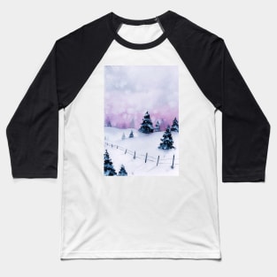 Winter landscape Christmas watercolor Baseball T-Shirt